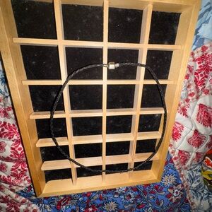 Chamilia black braided leather necklace/bracelet. Sterling closure